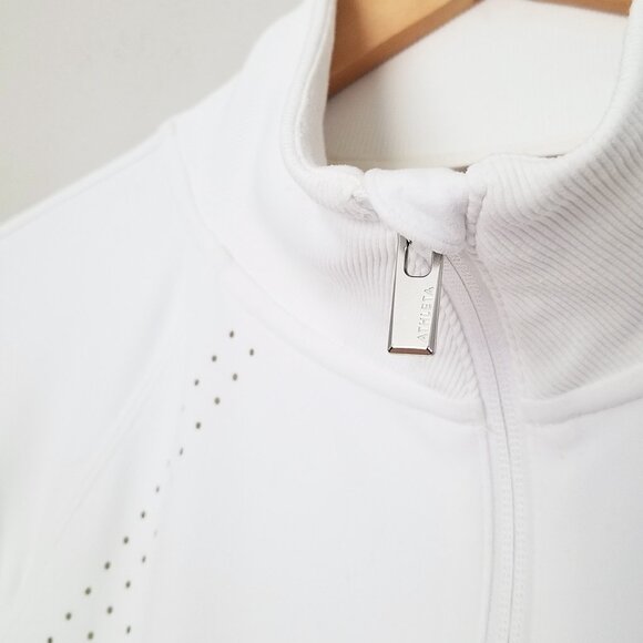 Athleta Chakra Jacket In Powervita Bright White Size M Two Way Zip Sporty $148 - Picture 9 of 16